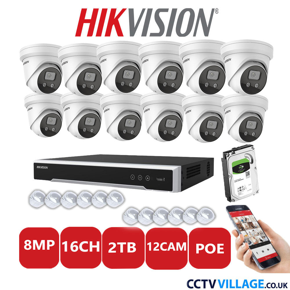 Hikvision 8MP IP system twelve cameras with audio 2TB