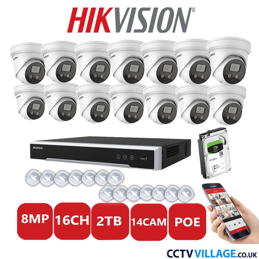 Hikvision 8MP IP system fourteen cameras with audio 2TB