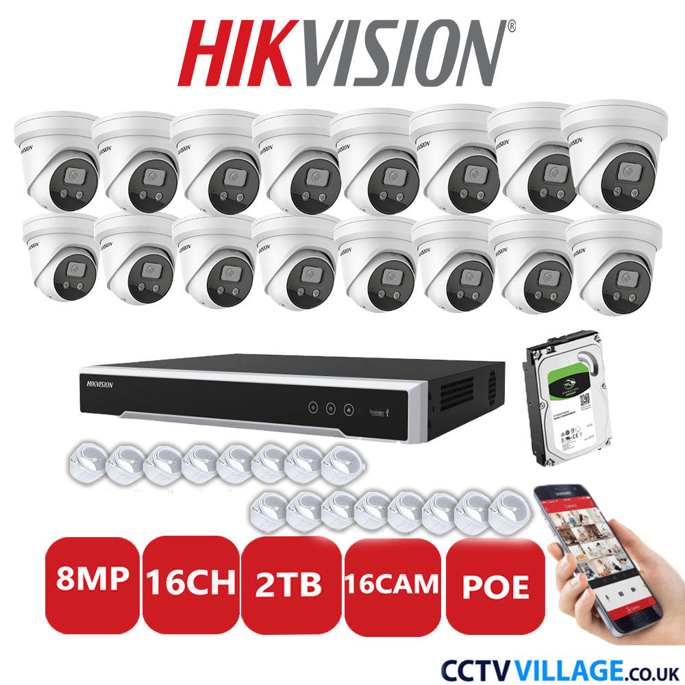 Hikvision 8MP IP system sixteen cameras with audio 2TB