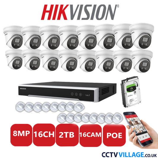 Hikvision 8MP IP system sixteen cameras with audio 2TB