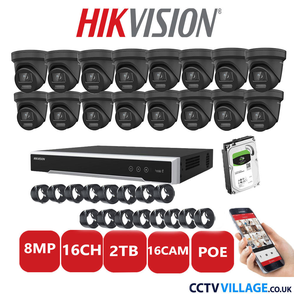 Hikvision 8MP IP system sixteen cameras with audio 2TB