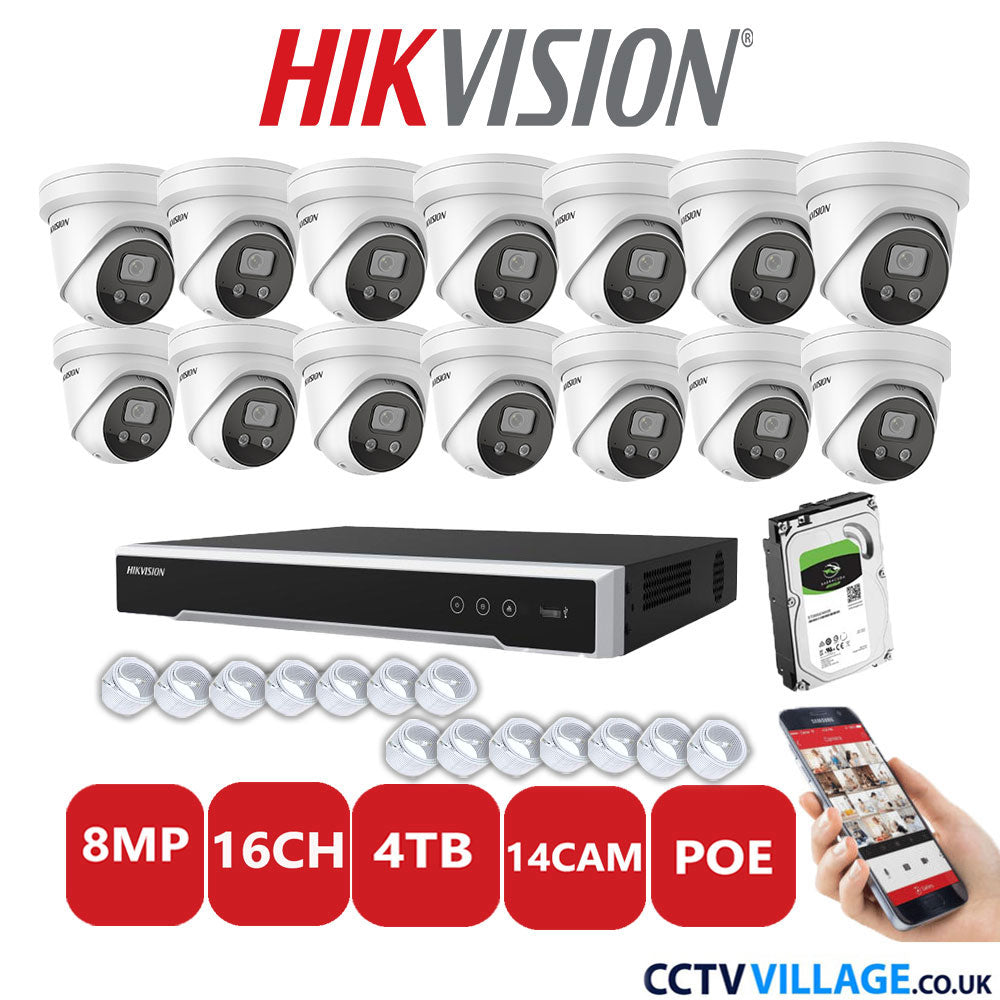 Hikvision 8MP IP system fourteen cameras with audio 4TB
