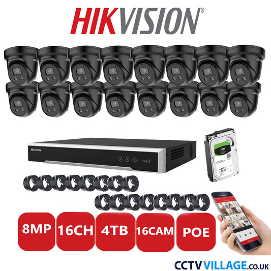 Hikvision 8MP IP system sixteen cameras with audio 4TB