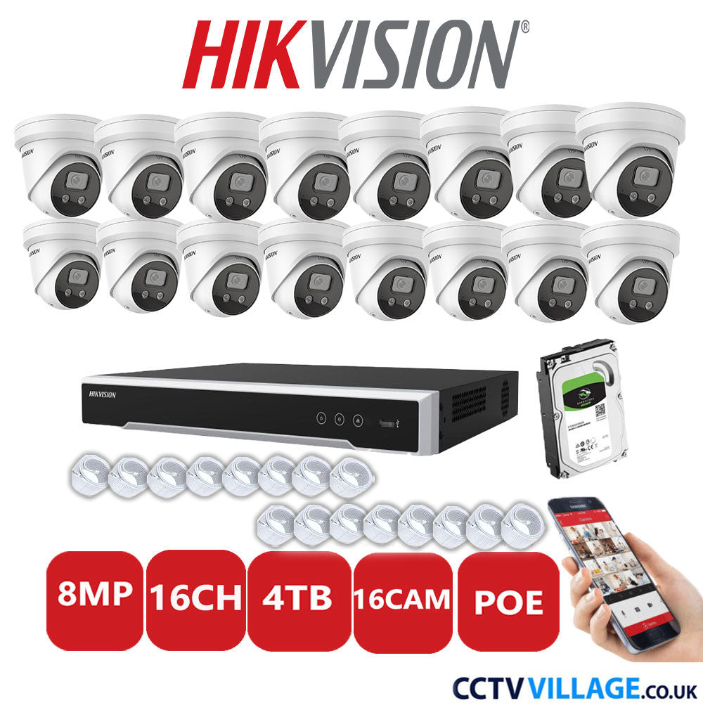 Hikvision 8MP IP system sixteen cameras with audio 4TB