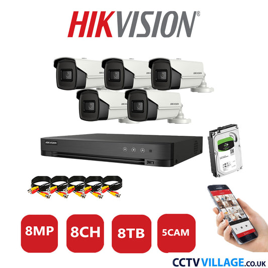 Hikvision 8MP system five cameras with 8TB