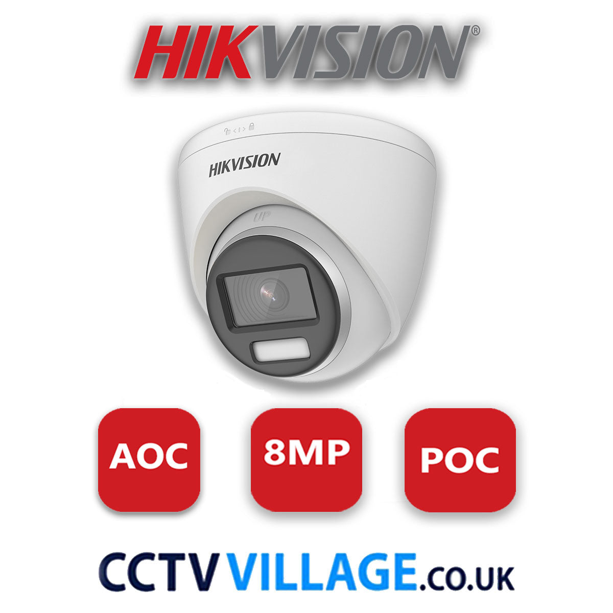 Hikvision 8MP CCTV System 8 Channel DVR-iDS-7208HUHI-M1/S with 8x Turret Cameras DS-2CE72UF3T-E White 6TB HDD Full Kit