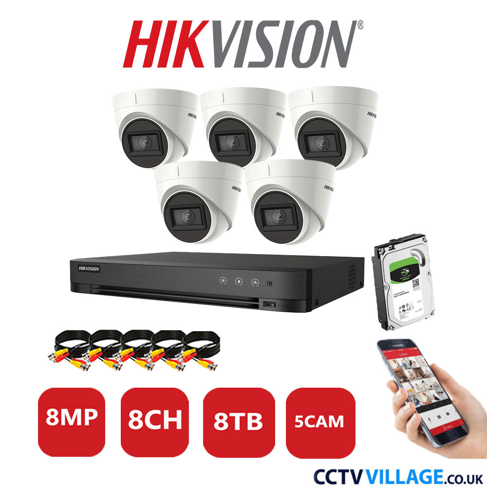 Hikvision 8MP system five cameras with 8TB