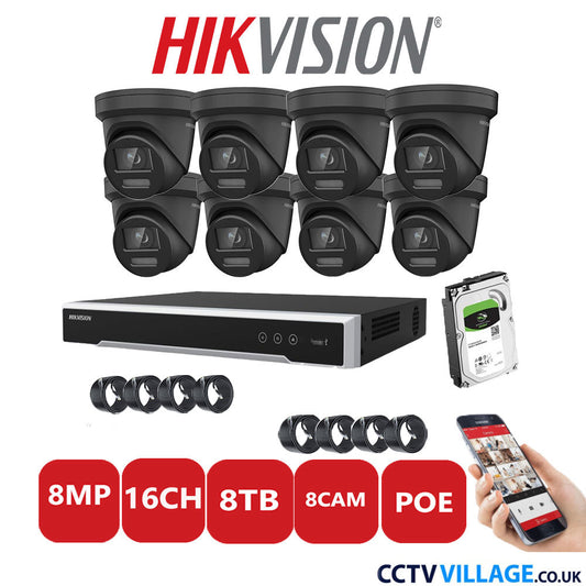 Hikvision 8MP IP system eight cameras with audio 8TB