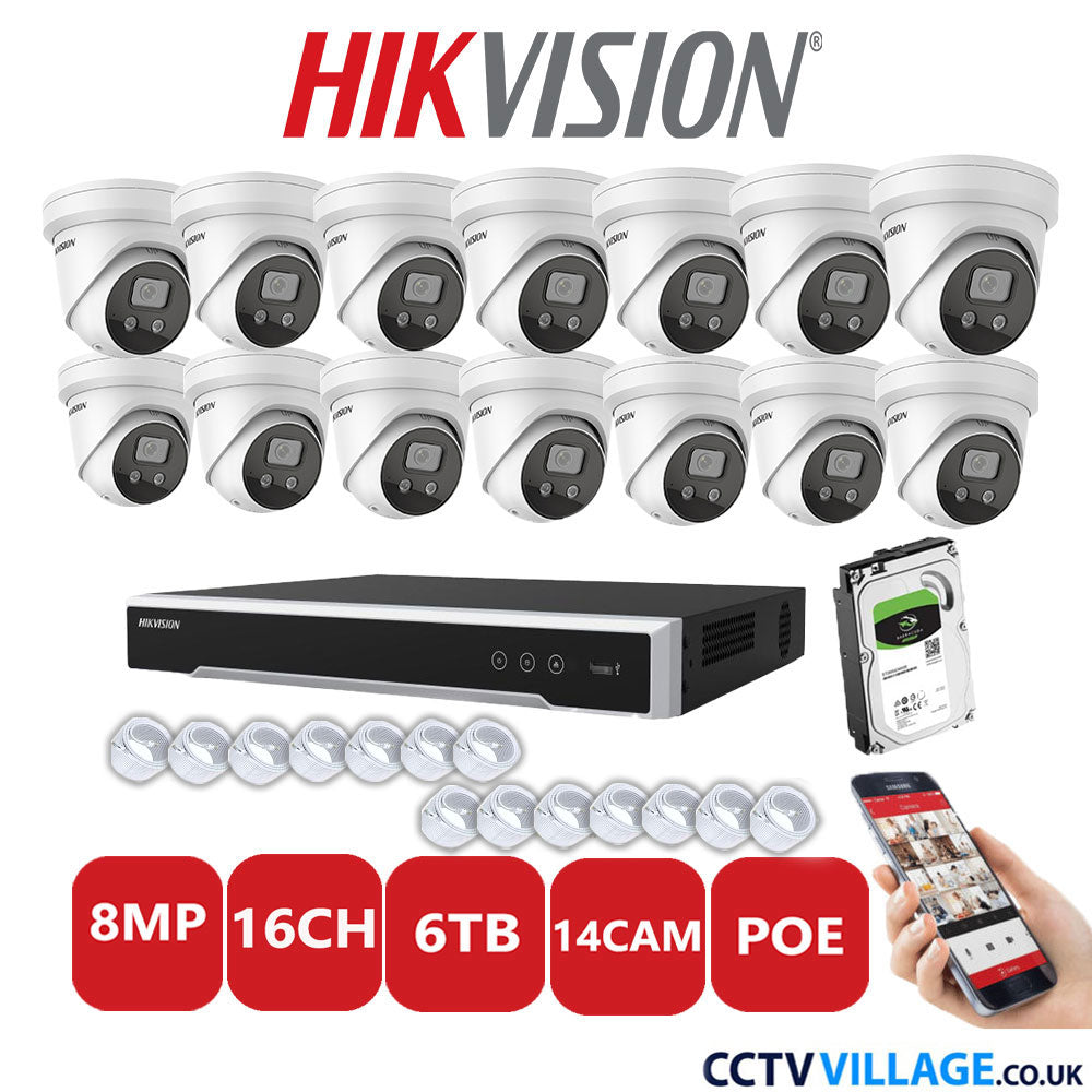 Hikvision 8MP IP system fourteen cameras with audio 6TB