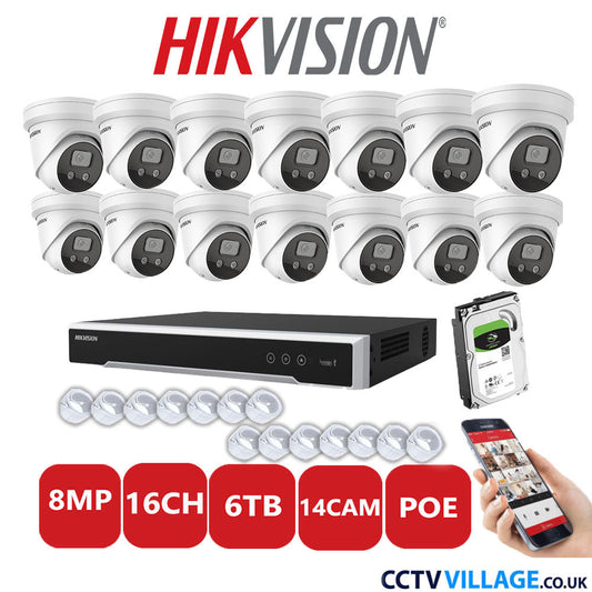 Hikvision 8MP IP system fourteen cameras with audio 6TB
