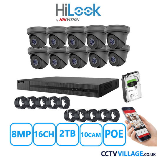 HiLook 8MP IP system ten cameras  with audio 2TB