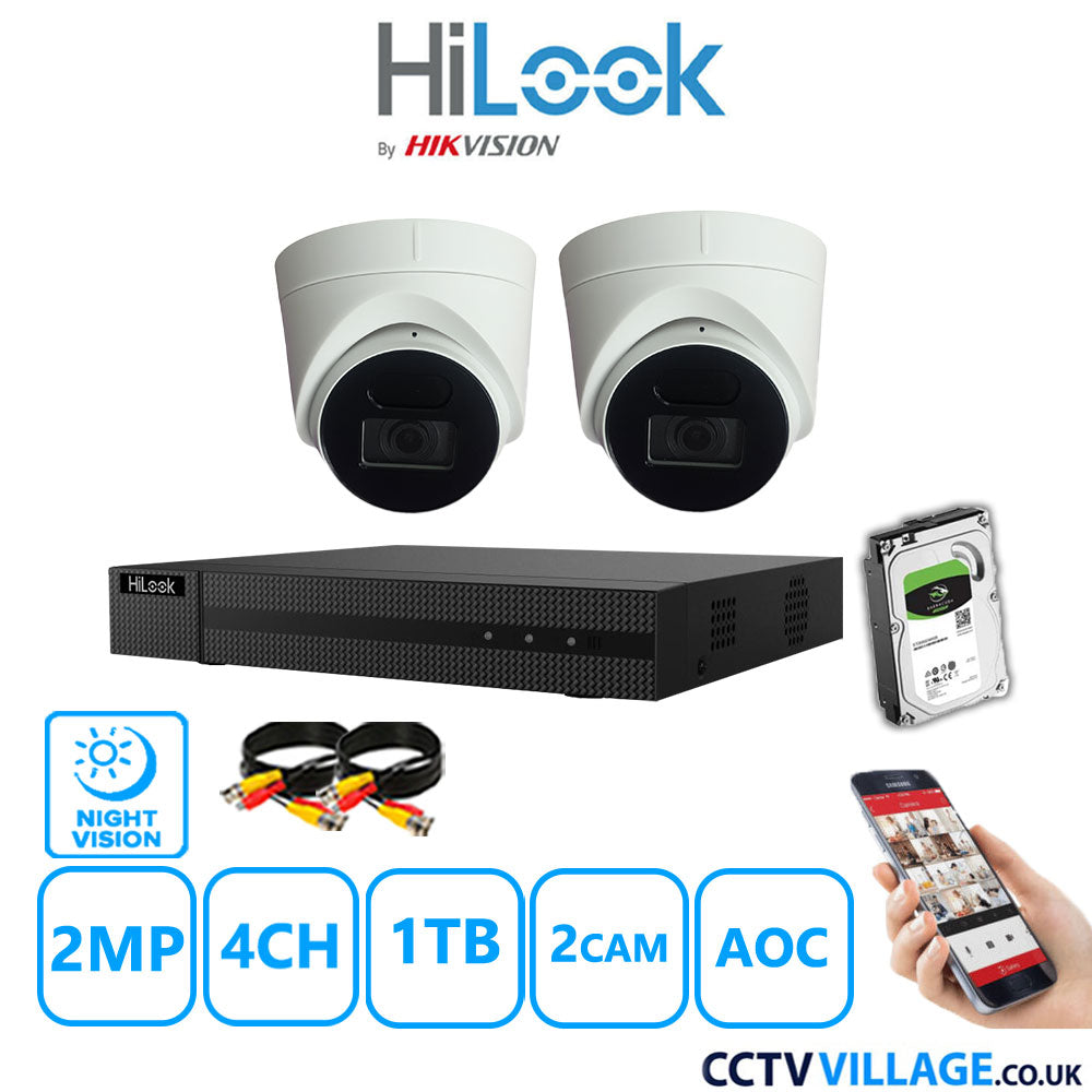 Hilook DVR 4CH and 2MP Hizone IR Night Vision Camera White Full Kit Special Offer