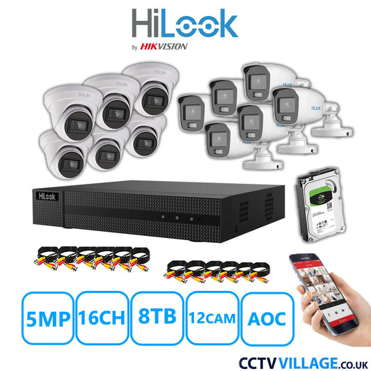 HiLook 5MP Mix system twelve cameras with audio 8TB