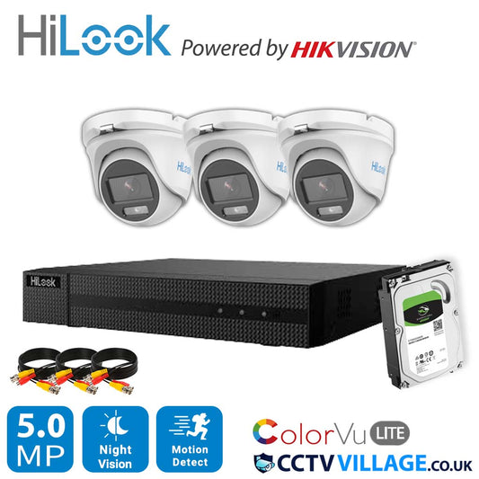4K HIKVISION COLORVU AUDIO HOME CCTV SYSTEM 8MP DVR 5MP 3K SURVEILLANCE CAMERA 4 CHANNEL DVR 3x CAMERA 4TB HDD
