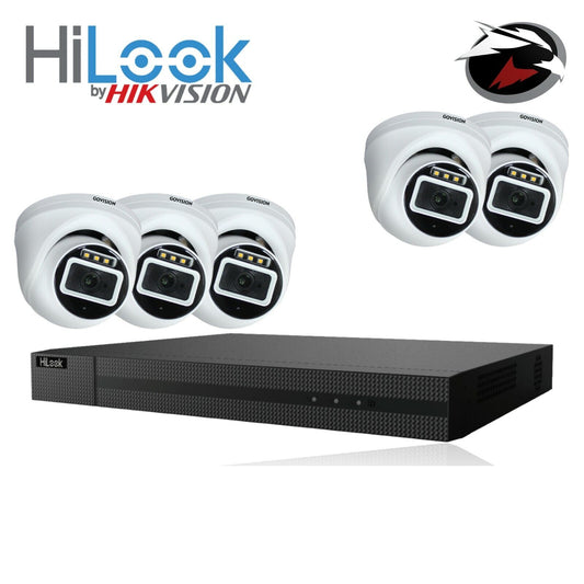 HIKVISION CCTV HD 5MP COLORFUL NIGHT & DAY OUTDOOR DVR HOME SECURITY SYSTEM KIT 8CH DVR 5x Cameras (white) 1TB HDD