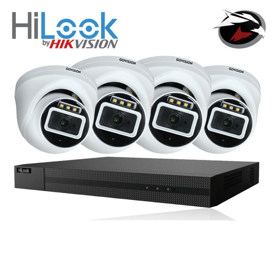 HIKVISION CCTV HD 5MP COLORFUL NIGHT & DAY OUTDOOR DVR HOME SECURITY SYSTEM KIT 4CH DVR 4x Cameras (white) 4TB HDD