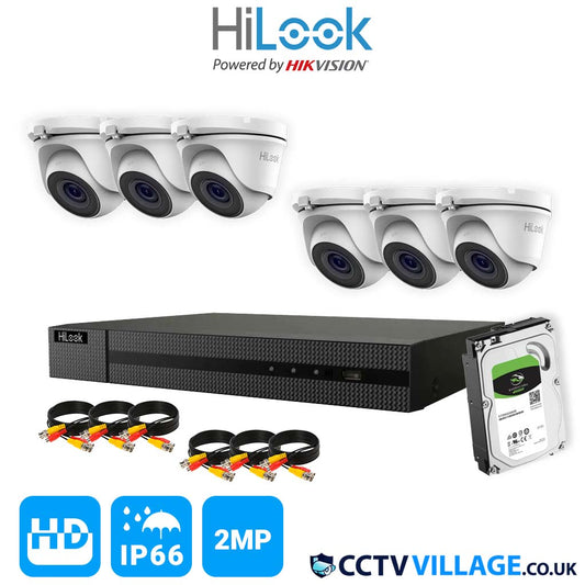 CCTV SYSTEM HIKVISION HIZONE HDMI DVR DOME NIGHT VISION OUTDOOR CAMERAS FULL KIT 8 CHANNEL DVR 6x CAMERA 4TB HDD