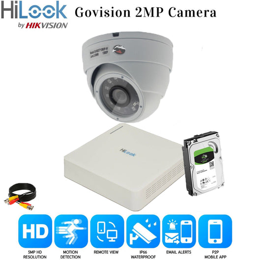 HIKVISION HILOOK CCTV 1080P NIGHT VISION OUTDOOR HD DVR HOME SECURITY SYSTEM KIT 4CH DVR 1xCamera 4TB HDD