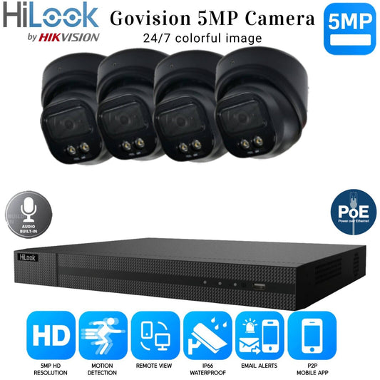 HiLook 4K ColorVu Audio IP CCTV System POE NVR 5MP Camera MIC Night vision Kit 4CH NVR 4xCameras TB HDD