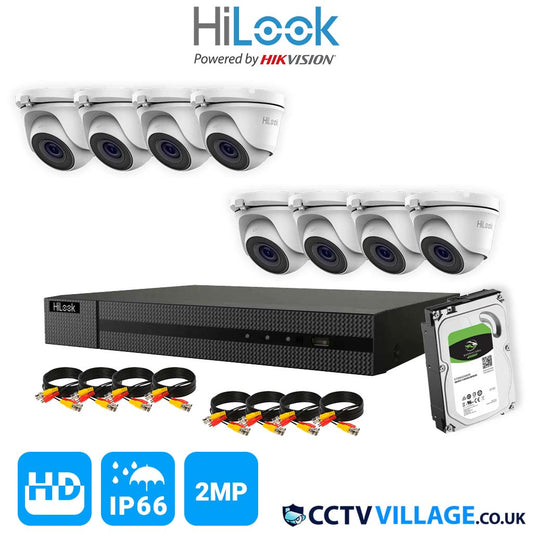 CCTV SYSTEM HIKVISION HIZONE HDMI DVR DOME NIGHT VISION OUTDOOR CAMERAS FULL KIT 8 CHANNEL DVR 8x CAMERA 2TB HDD