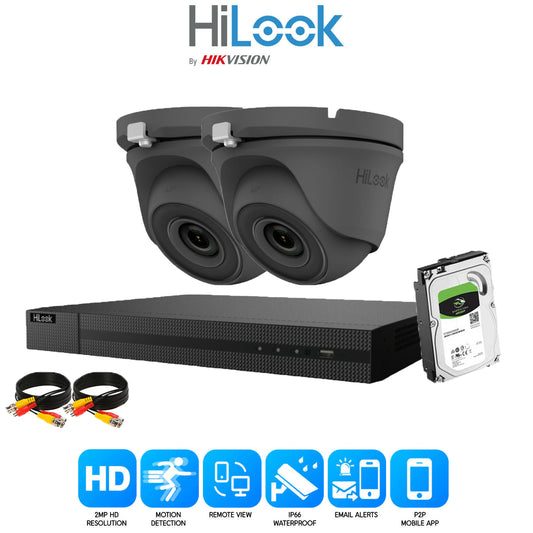 Hilook 2MP  Full CCTV Security System. 4CH DVR and 2x Outdoor Cameras and 2TB HDD