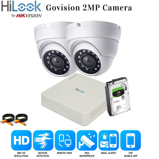 Hikvision Home Outdoor CCTV Security Camera System Kit HD 1080P 4CH DVR IR NIGHT 4CH DVR 2xCameras (white) 500GB HDD