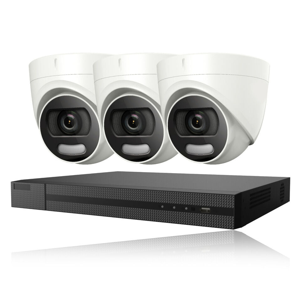 5MP COLORVU OUTDOOR CCTV SECURITY 24/7 COLOUR NIGHT VISION CAMERA SYSTEM KIT 4CH DVR 3x Cameras 6TB HDD