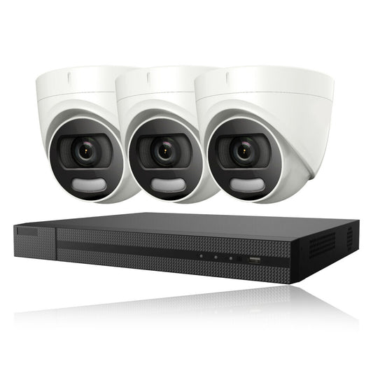 5MP COLORVU OUTDOOR CCTV SECURITY 24/7 COLOUR NIGHT VISION CAMERA SYSTEM KIT 4CH DVR 3x Cameras 6TB HDD