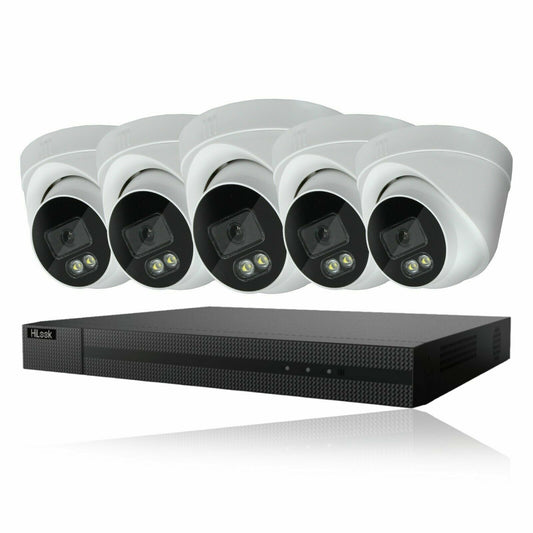 HIKVISION HILOOK COLOURVU 5MP CCTV SYSTEM UHD AUDIO MIC DVR CAMERAS SECURITY KIT 8CH DVR 5xCameras 2TB HDD