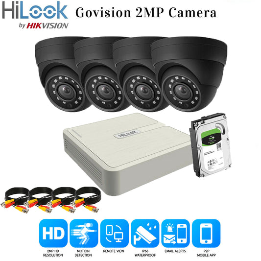 HIKVISION CCTV SYSTEM FULL HD DVR HD OUTDOOR CAMERA HOME SECURITY KIT 4CH DVR 4xCameras (white) 2TB HDD