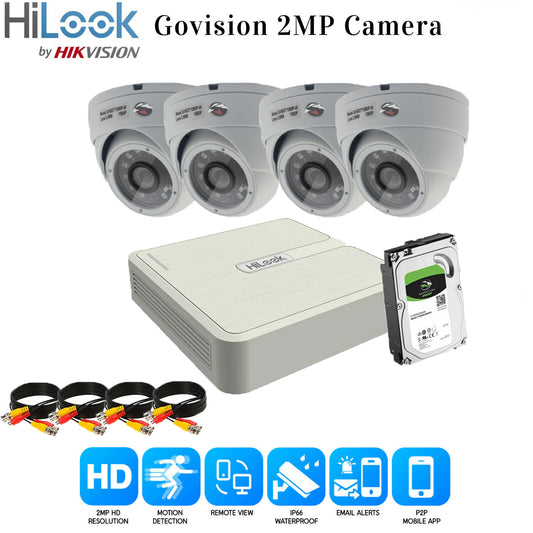 HIKVISION HILOOK CCTV 1080P NIGHT VISION OUTDOOR HD DVR HOME SECURITY SYSTEM KIT 4CH DVR 4xCameras 2TB HDD