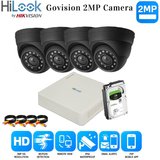 Hikvision Home Outdoor CCTV Security Camera System Kit HD 1080P 4CH DVR IR Night 4CH DVR 4xCameras (gray) 500GB HDD