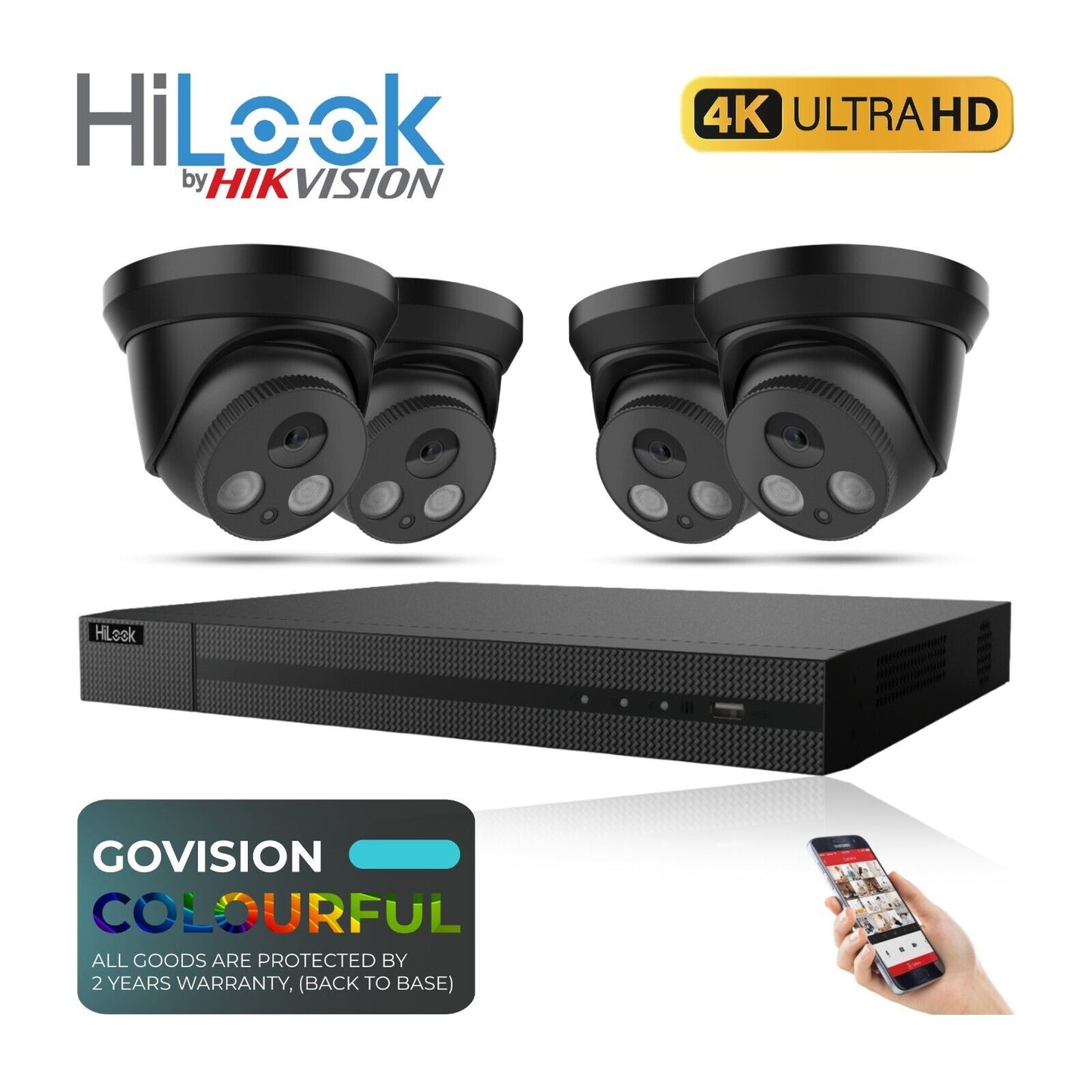 HIKVISION IP POE AUDIO CCTV SYSTEM 2K NVR 4K 5MP NETWORK SECURITY CAMERA MIC KIT 8CH NVR 4x Cameras (grey) 1TB HDD