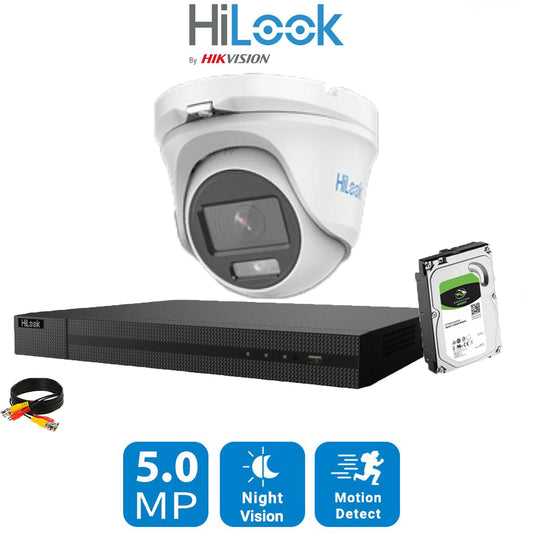 Hilook 5MP Full CCTV Security System. 4CH DVR and 1x Colorvu Audio Home Camera and 1TB HDD