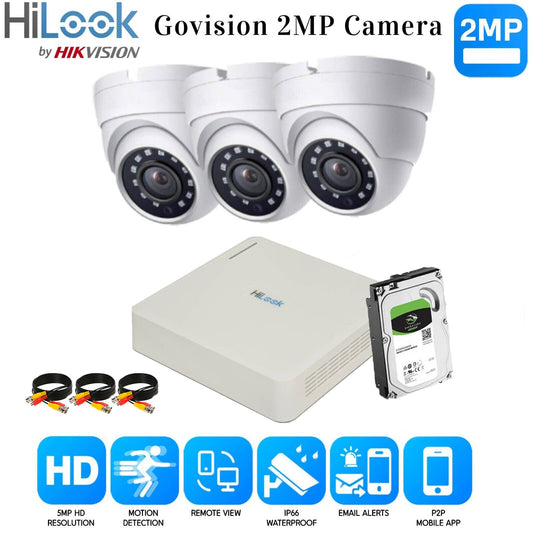 Hikvision Home Outdoor CCTV Security Camera System Kit HD 1080P 4CH DVR IR NIGHT 4CH DVR 3xCameras (white) 1TB HDD