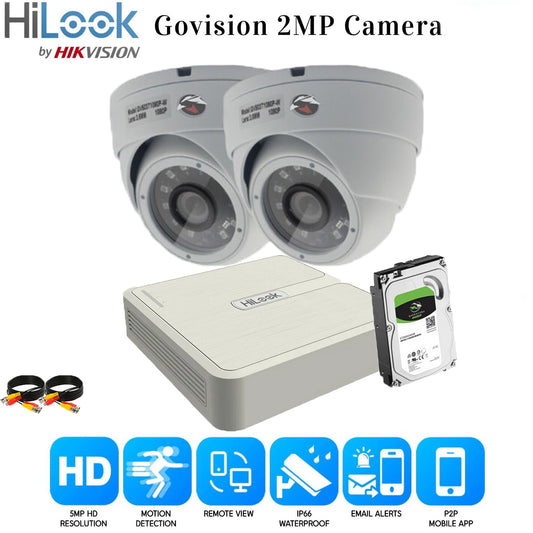 HIKVISION HILOOK CCTV 1080P NIGHT VISION OUTDOOR HD DVR HOME SECURITY SYSTEM KIT 4CH DVR 2xCameras 3TB HDD