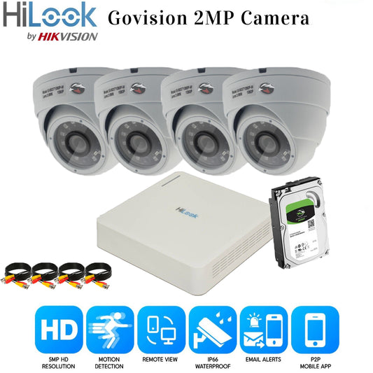 HIKVISION HILOOK CCTV 1080P NIGHT VISION OUTDOOR HD DVR HOME SECURITY SYSTEM KIT 8CH DVR 4xCameras 2TB HDD