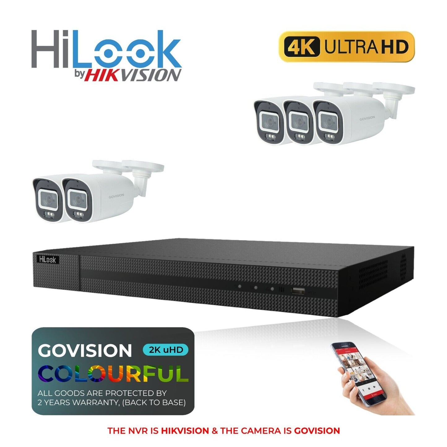 HIKVISION IP POE AUDIO CCTV SYSTEM 2K NVR 4K 5MP NETWORK SECURITY CAMERA MIC KIT 8CH 5x Cameras (white) 1TB HDD