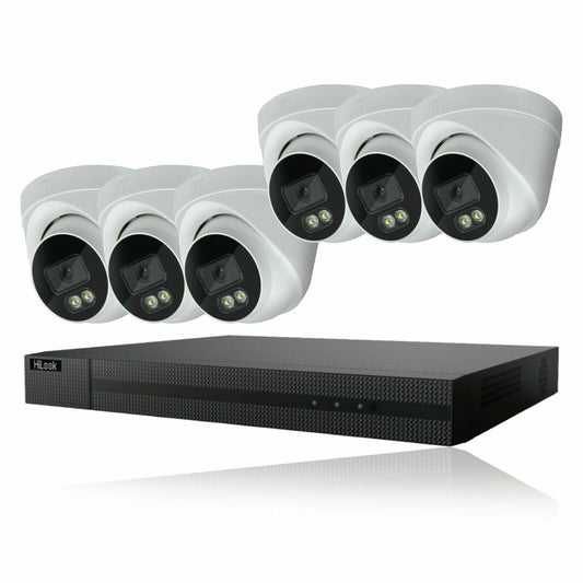 HIKVISION HILOOK COLOURVU 5MP CCTV SYSTEM UHD AUDIO MIC DVR CAMERAS SECURITY KIT 8CH DVR 6xCameras 4TB HDD