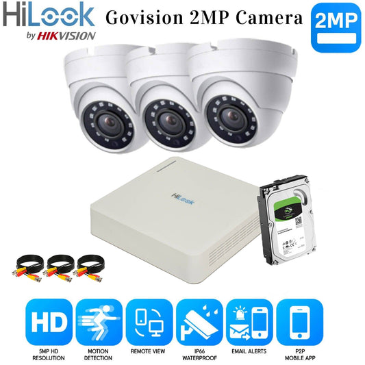 Hikvision Home Outdoor CCTV Security Camera System Kit HD 1080P 4CH DVR IR Night 4CH DVR 3xCameras (white) 2TB HDD