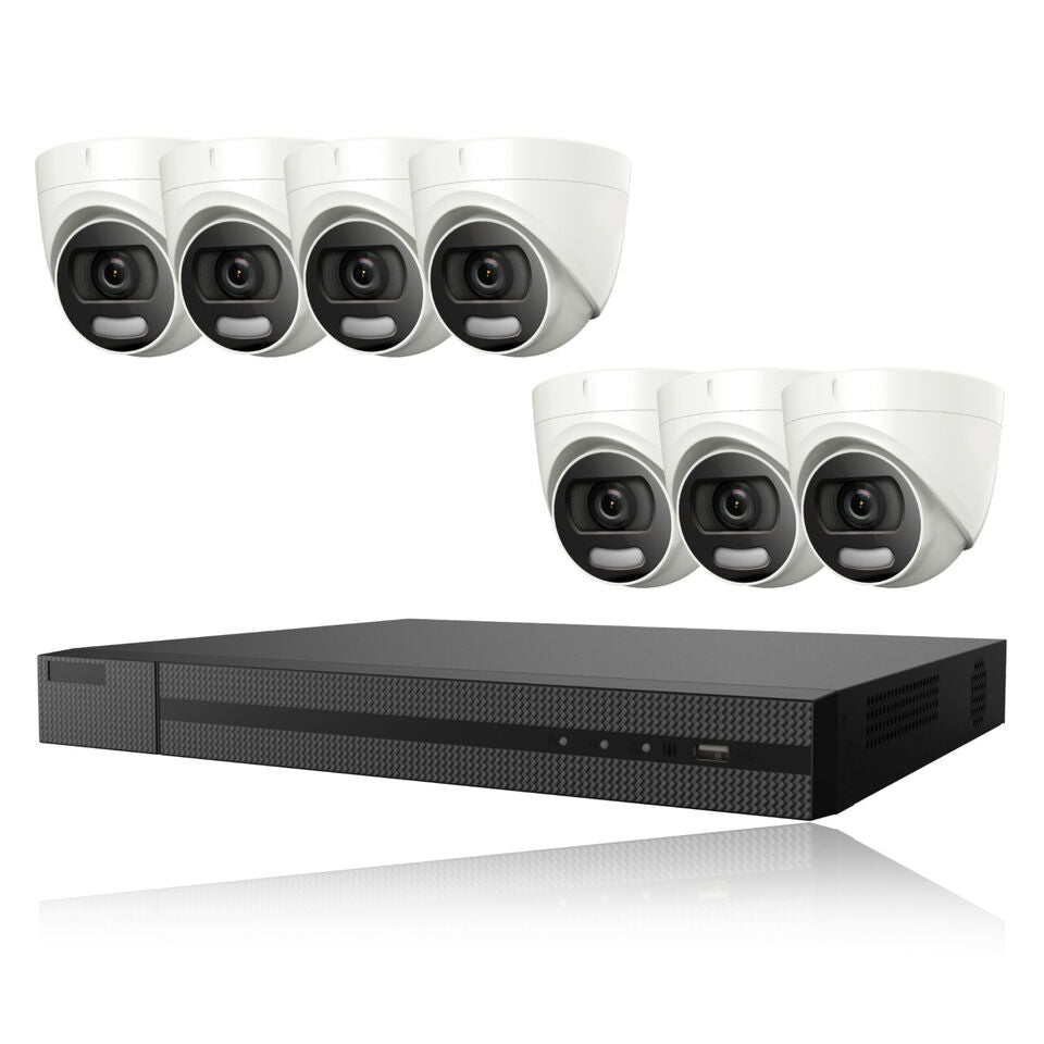 5MP COLORVU OUTDOOR CCTV SECURITY 24/7 COLOUR NIGHT VISION CAMERA SYSTEM KIT 8CH DVR 7x Cameras 2TB HDD