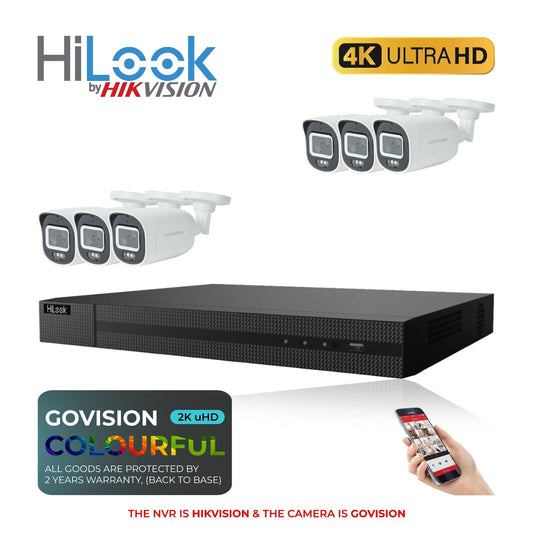 HIKVISION IP POE AUDIO CCTV SYSTEM 2K NVR 4K 5MP NETWORK SECURITY CAMERA MIC KIT 8CH 6x Cameras (white) 1TB HDD