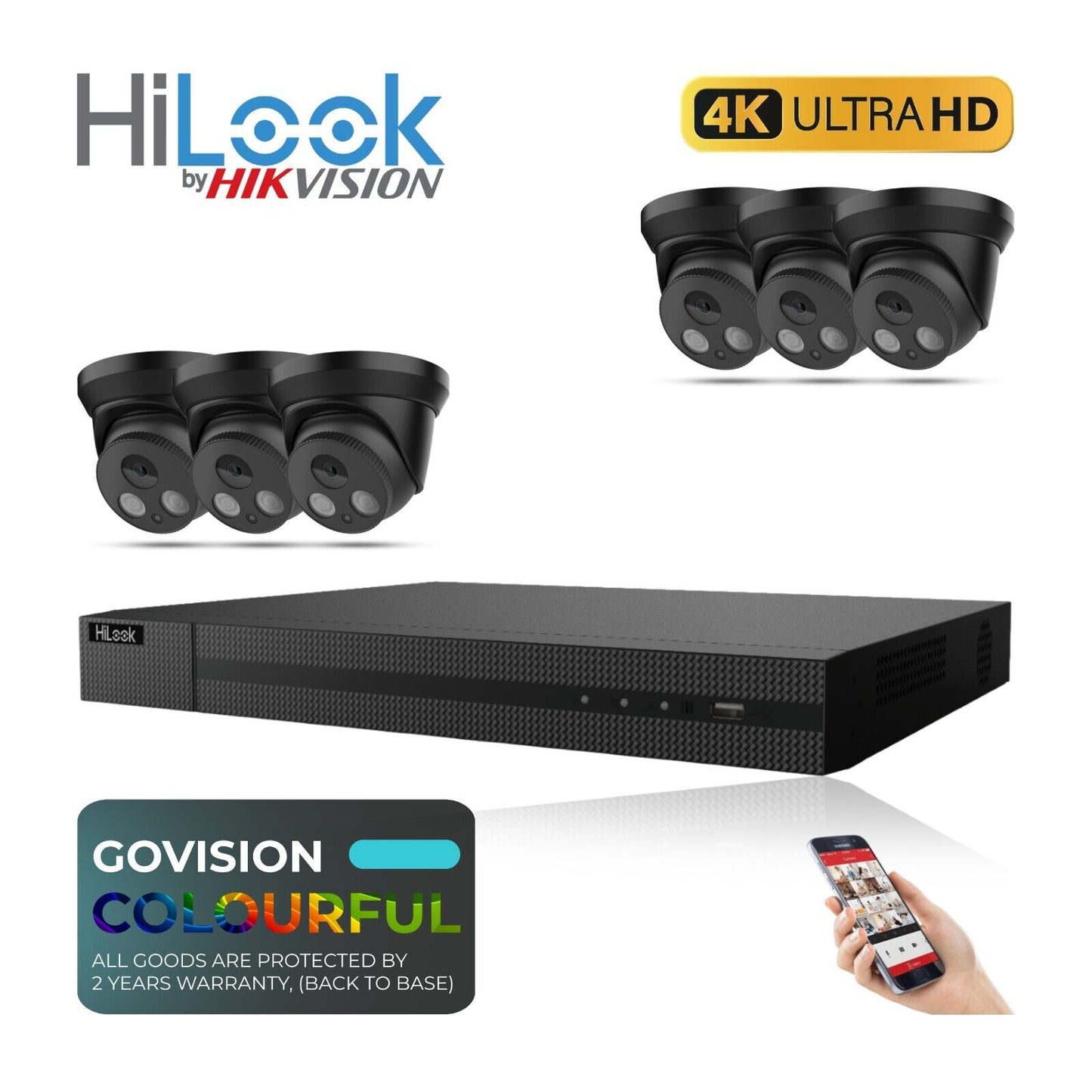 HIKVISION IP POE AUDIO CCTV SYSTEM 2K NVR 4K 5MP NETWORK SECURITY CAMERA MIC KIT 8CH DVR 6x Cameras (grey) 1TB HDD