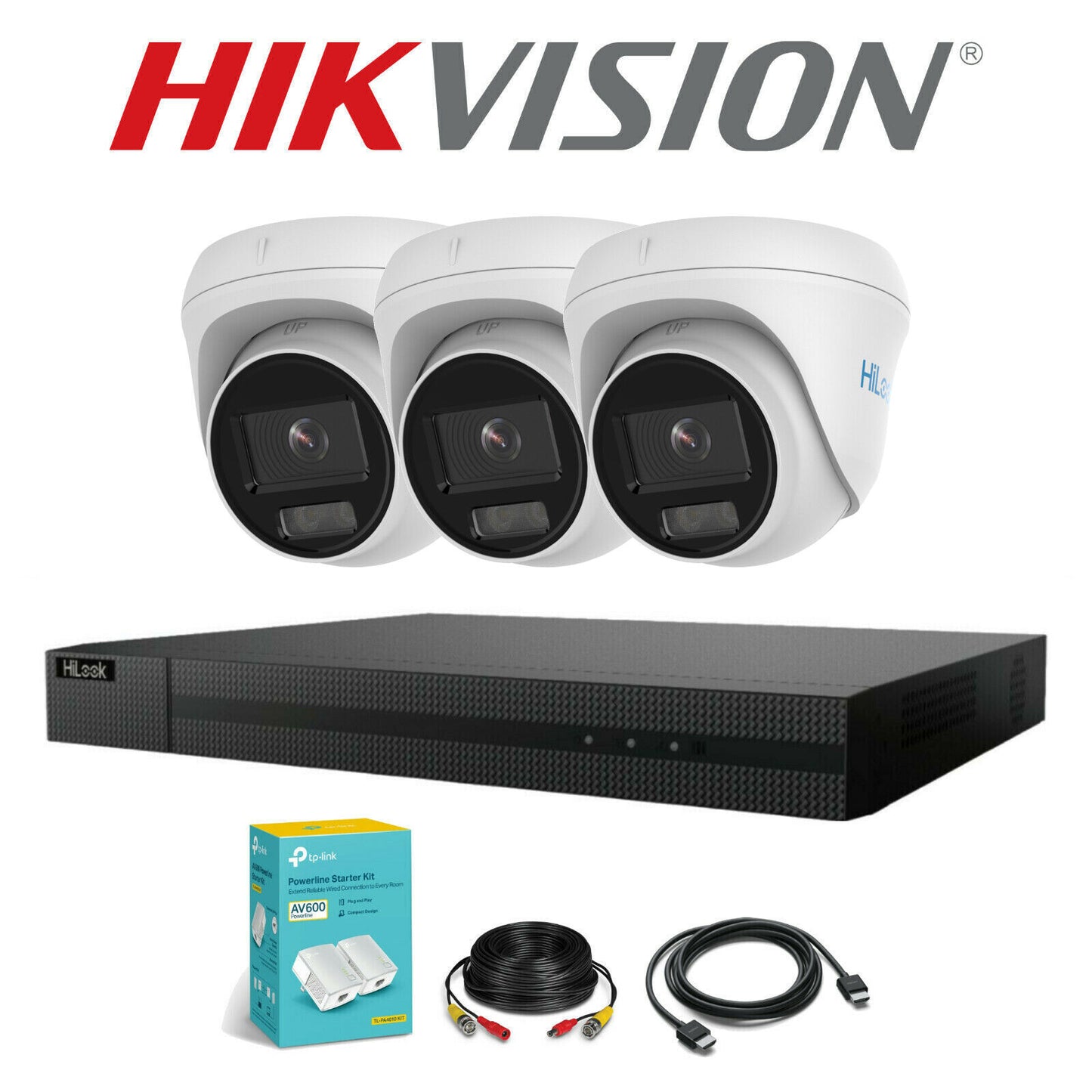 HIKVISION COLORVU POE CCTV SYSTEM IP UHD 8MP NVR 4K 5MP 24/7 COLORVU CAMERA KIT 4CH NVR 3x Cameras 6TB HDD