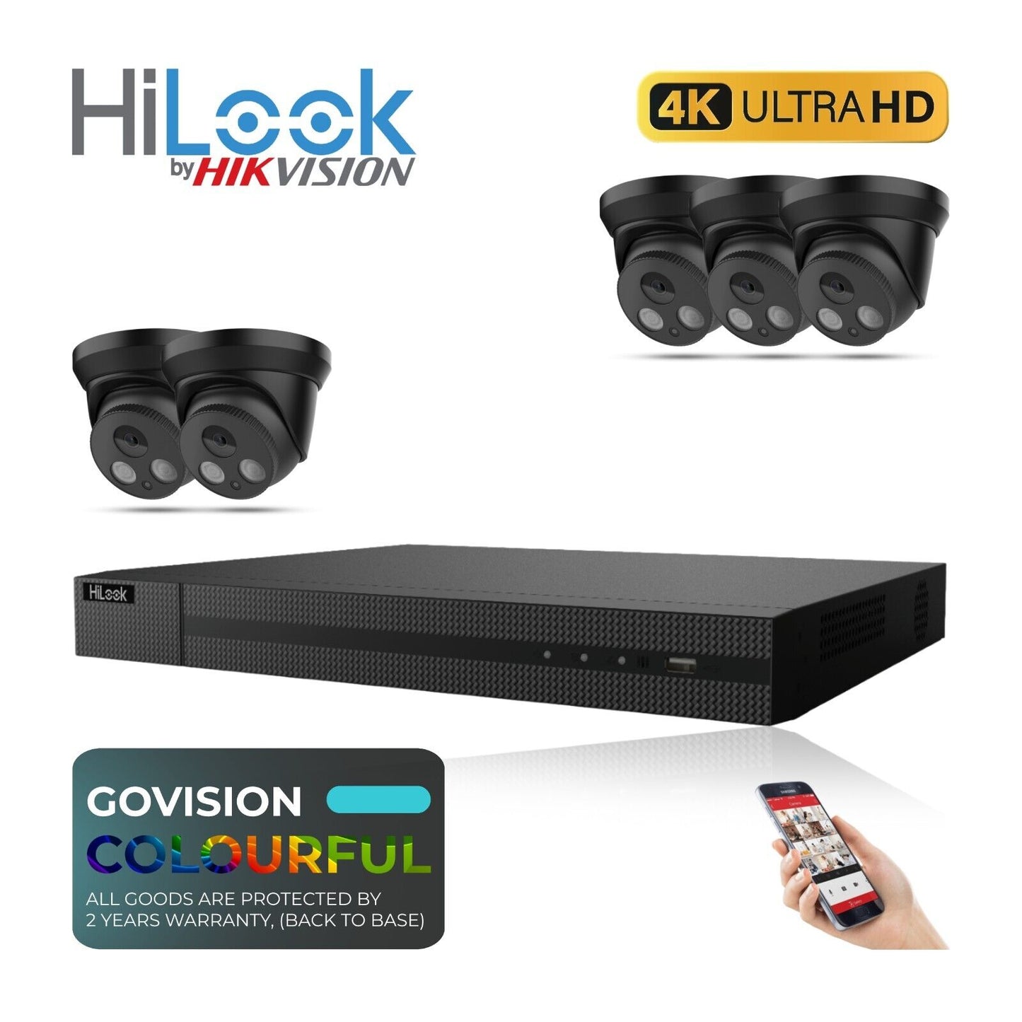 HIKVISION IP POE AUDIO CCTV SYSTEM 2K NVR 4K 5MP NETWORK SECURITY CAMERA MIC KIT 8CH 5x Cameras (grey) 4TB HDD