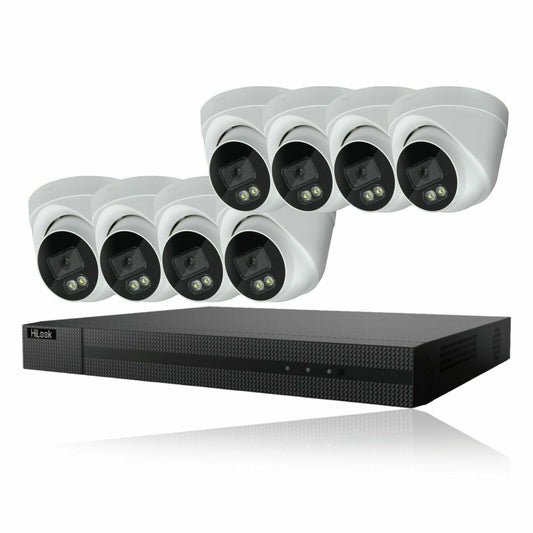 HIKVISION HILOOK COLOURVU 5MP CCTV SYSTEM UHD AUDIO MIC DVR CAMERAS SECURITY KIT 8CH DVR 8xCameras 4TB HDD