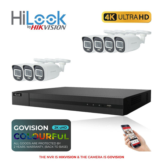 HIKVISION IP POE AUDIO CCTV SYSTEM 2K NVR 4K 5MP NETWORK SECURITY CAMERA MIC KIT 8CH 7x Cameras (white) 1TB HDD