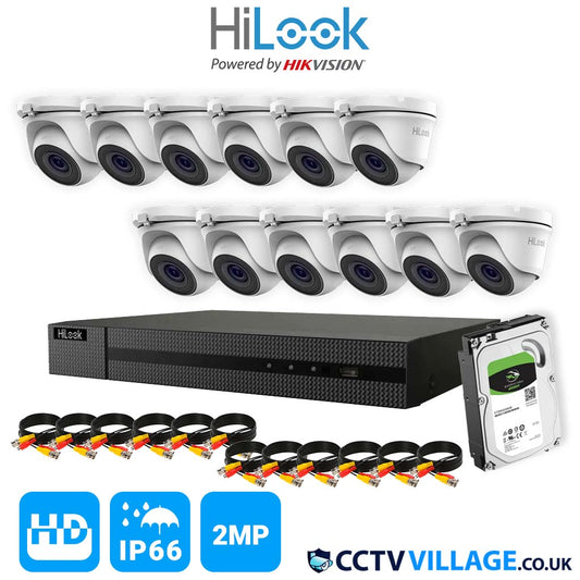 CCTV SYSTEM HIKVISION HIZONE HDMI DVR DOME NIGHT VISION OUTDOOR CAMERAS FULL KIT 16 CHANNEL DVR 12x CAMERA 2TB HDD