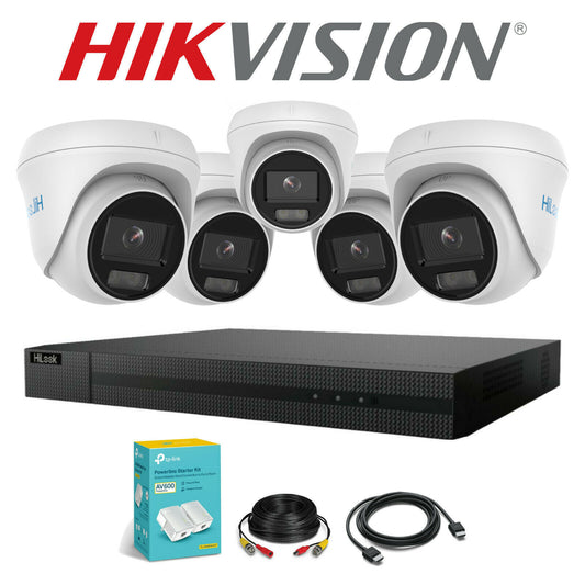 HIKVISION COLORVU POE CCTV SYSTEM IP UHD 8MP NVR 4K 5MP 24/7 COLORVU CAMERA KIT 8CH NVR 5x Cameras 1TB HDD