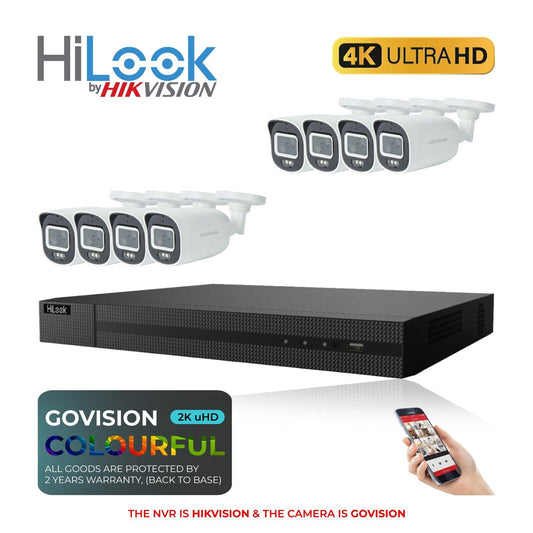 HIKVISION IP POE AUDIO CCTV SYSTEM 2K NVR 4K 5MP NETWORK SECURITY CAMERA MIC KIT 8CH DVR 8x Cameras (white) 1TB HDD